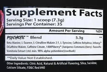 Insane Labz Psychotic Hellboy 35 servicios informacion nutricional