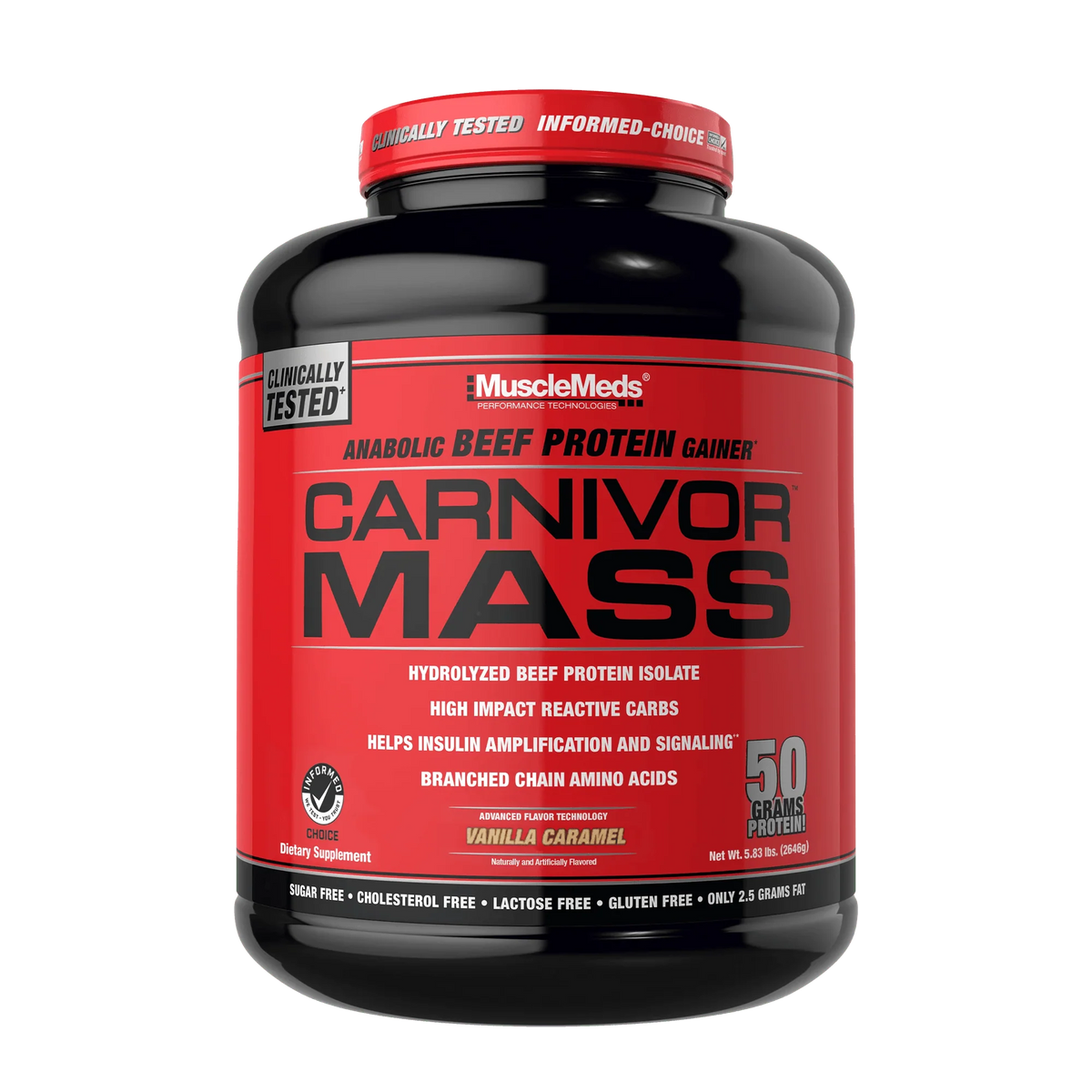 Musclemeds Proteina Carnivor Mass 5.9 libras vainilla caramelo