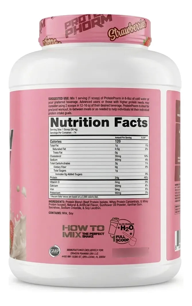 Dragon Pharma ProteinPhorm 5 Lbs Sabor Strawberry And Cream Informacion nutricional