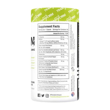 Transform Burn Advance Thermogenic 60 Capsulas Informacion nutricional