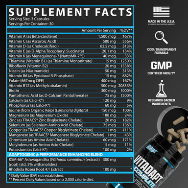 Nutrex Multivitaminico Vitadapt Complete 90 Tabletas informacion nutricional