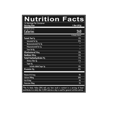Redcon1 Barras De Proteina Mre Bar / 12 Barras INFORMACION NUTRICIONAL