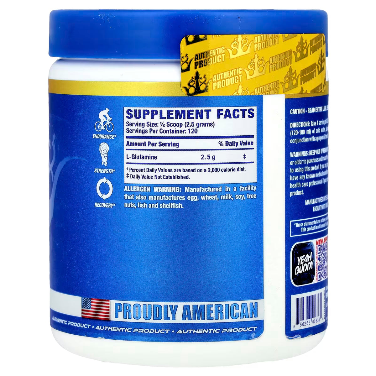 Ronnie Coleman glutamina xs 300g 120 serv informacion nutricional