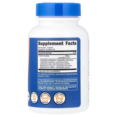 Nutricost Probiotic Complex 60 Capsulas Informacion nutricional