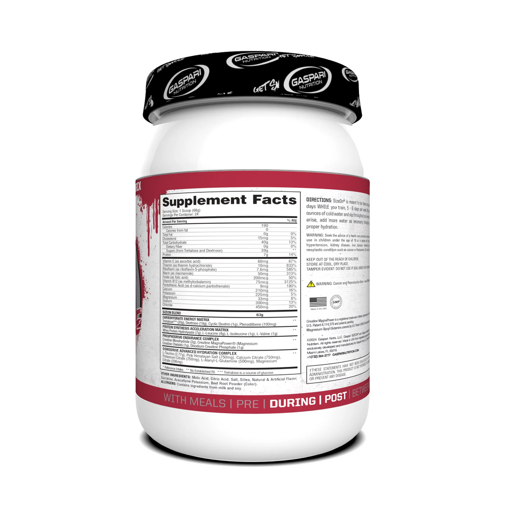 Gaspari Nutrition Creatina Sizeon 3.59 Lbs 24 Servicios informacion nutricional
