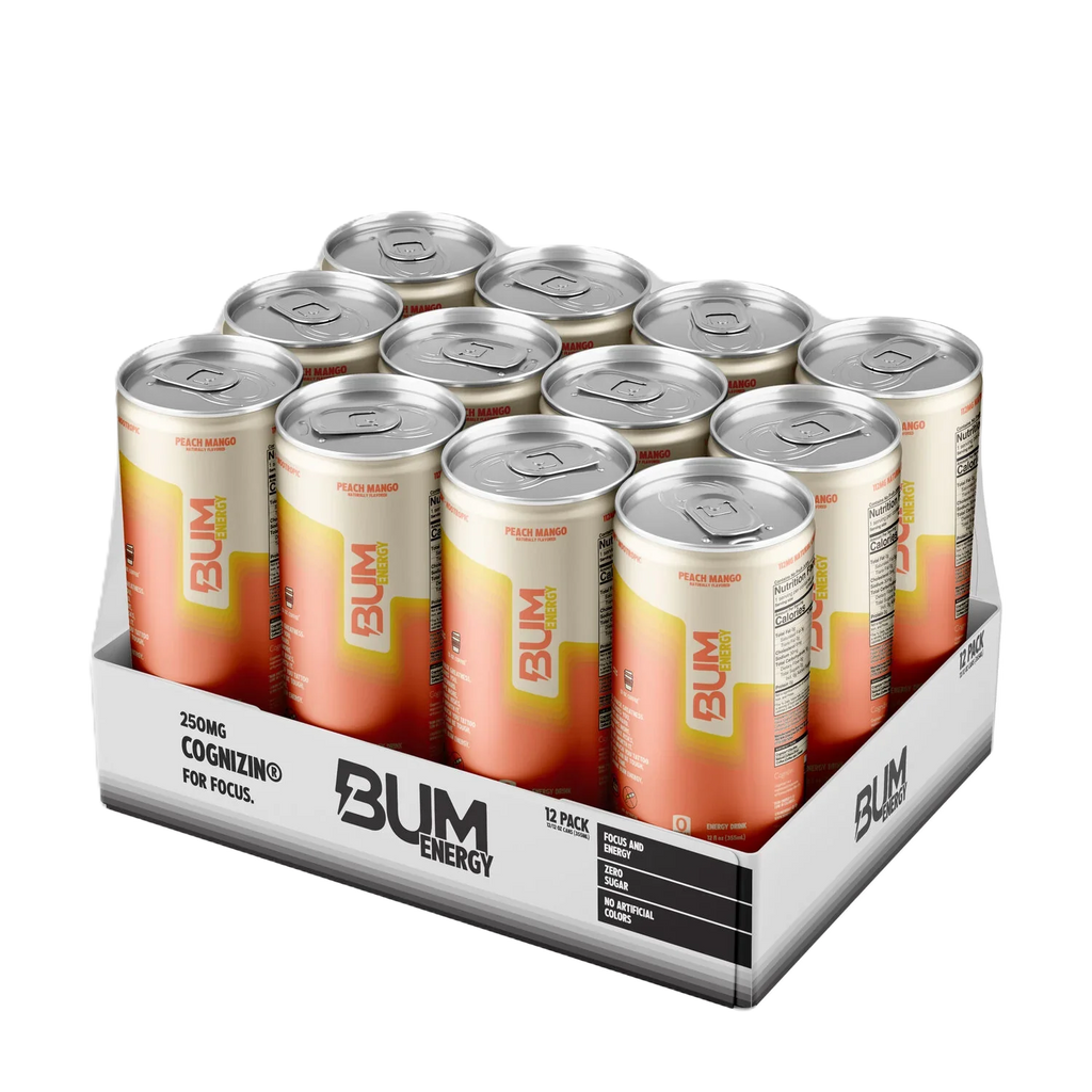 Raw Nutrition Bum Energy Drink 12 Pack Peach Mango
