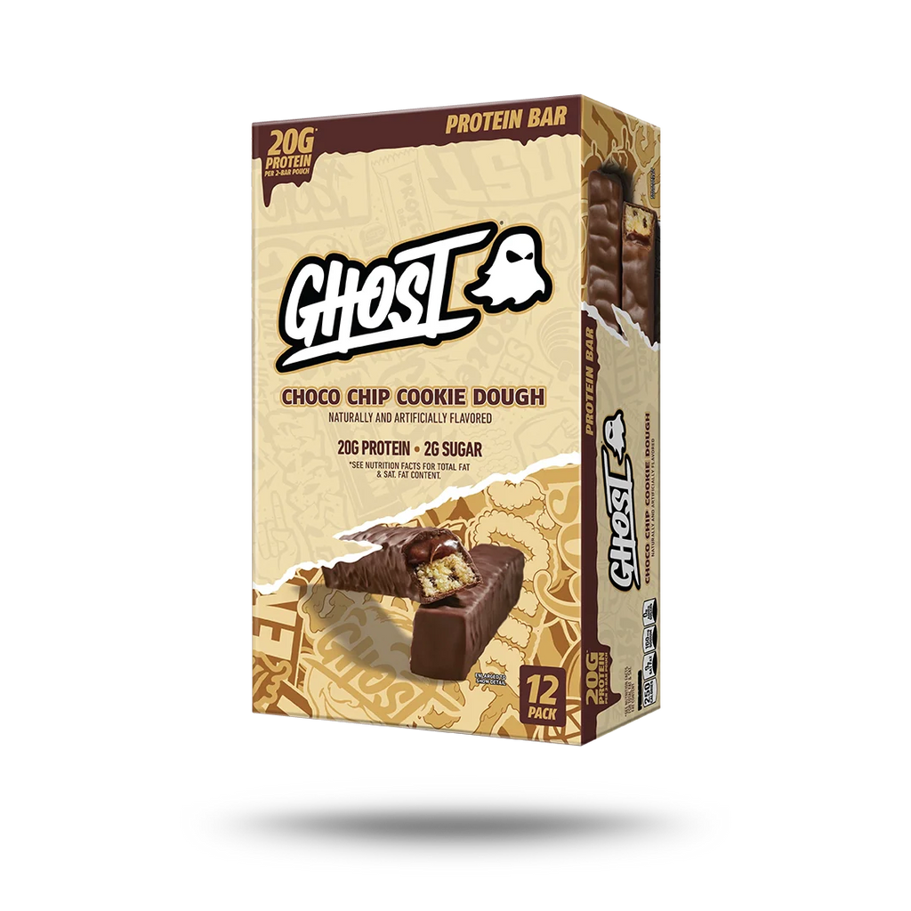 Ghost Barras De Proteina 12 barras Choco Chip Cookie Dough Portada