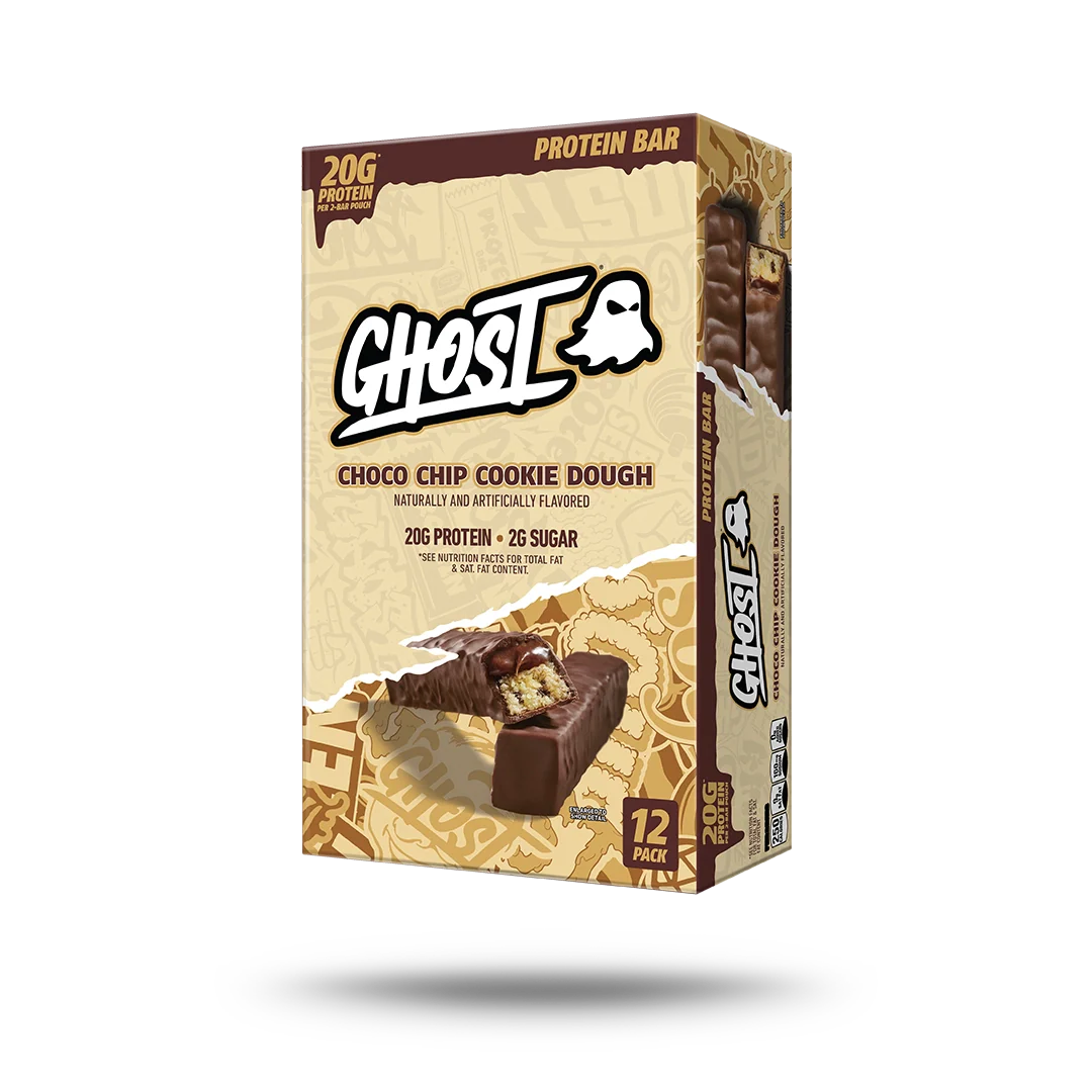 Ghost Barras De Proteina 12 barras Choco Chip Cookie Dough Portada