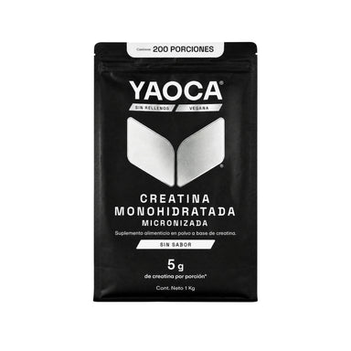 YAOCA Creatina Monohidratada 1kg 200 Servicios Sin Sabor