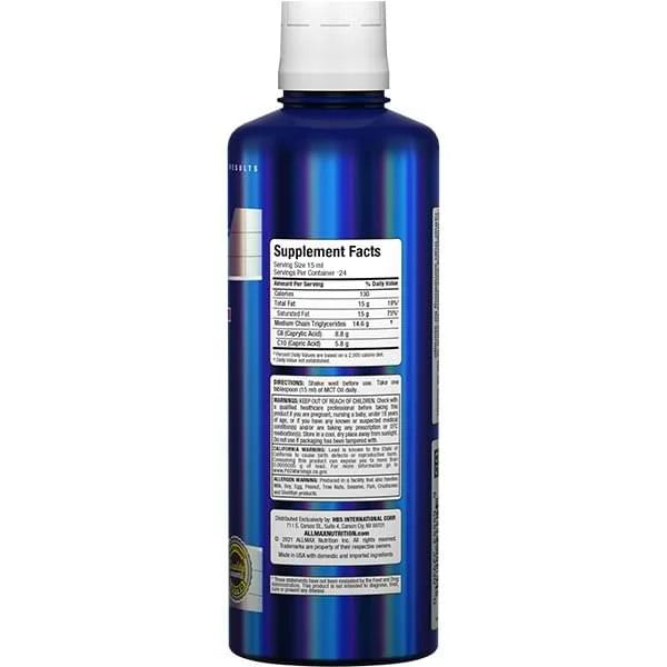 Allmax MCT OIL 12oz 355ml 24 Servicios informacion nutricional