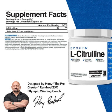 Evogen L-Citrulina 60 Servicios informacion nutricional