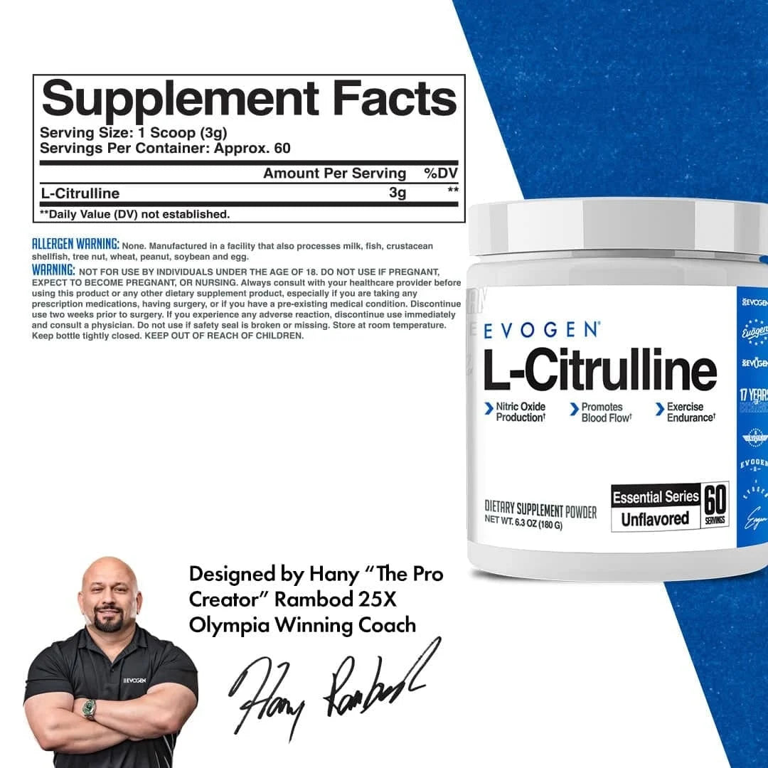 Evogen L-Citrulina 60 Servicios informacion nutricional