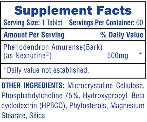 Hi Tech Nexrutine Joint Health 60 Tabletas Informacion nutricional