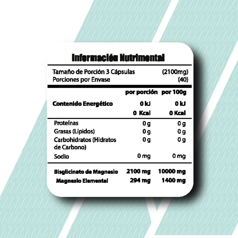Meta Nutrition Glicinato de Magnesio 120 Caps 40 Servios Informacion nutricional