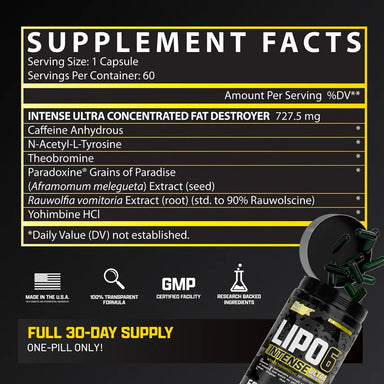 Nutrex Lipo 6 Black Intense Ultra Concentrate 60 Capsulas Informacion Nutricional