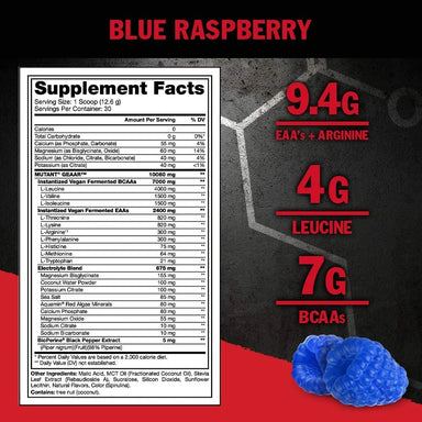 Mutant GEAAR 30 servs Aminoacidos Escenciales informacion nutricional