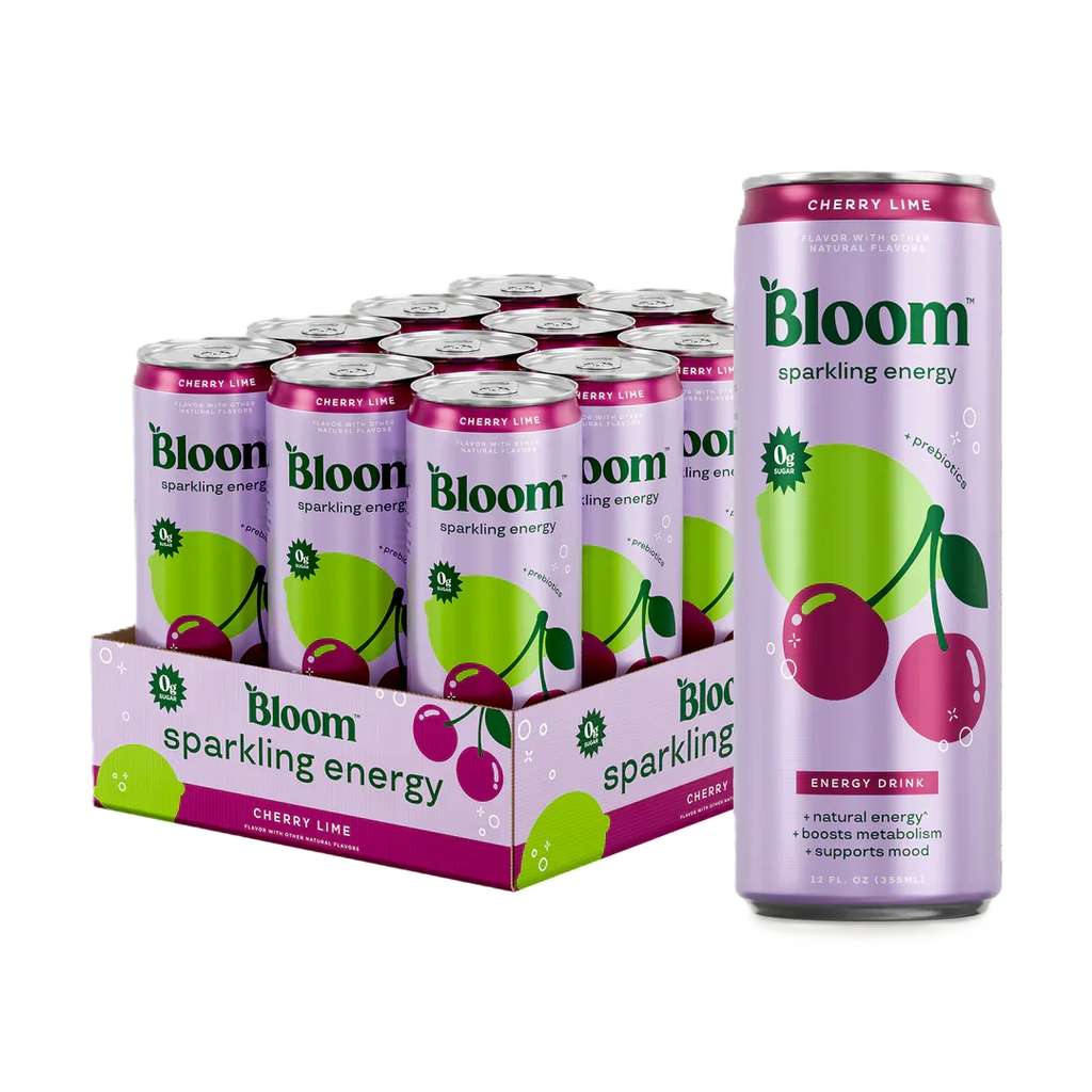 Bloom Sparkling Energy 12oz 12 pack Cherry Lime Portada