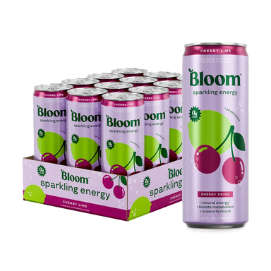 Bloom Sparkling Energy 12oz 12 pack Cherry Lime Portada