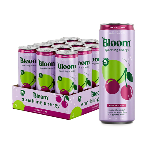 Bloom Sparkling Energy 12oz 12 pack Cherry Lime Portada