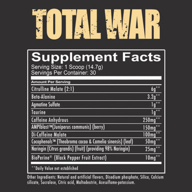 Redcon1 Total War Pre Entreno 30 Servicios informacion nutricional