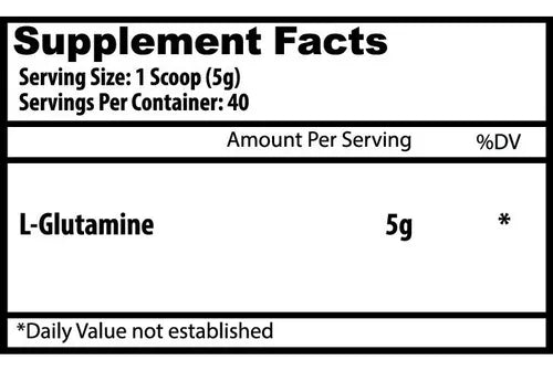 Insane Labz Glutamina Monohydrate 40 Porciones informacion nutricional