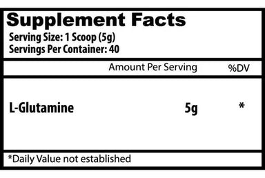 Insane Labz Glutamina Monohydrate 40 Porciones informacion nutricional