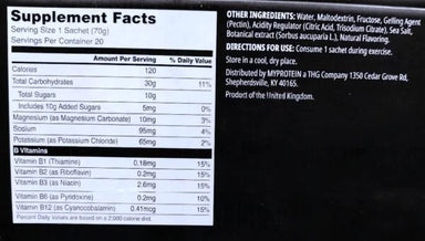 Myprotein Hyrox The Energy Gel 20serv. 70g c/u Informacion nutricional