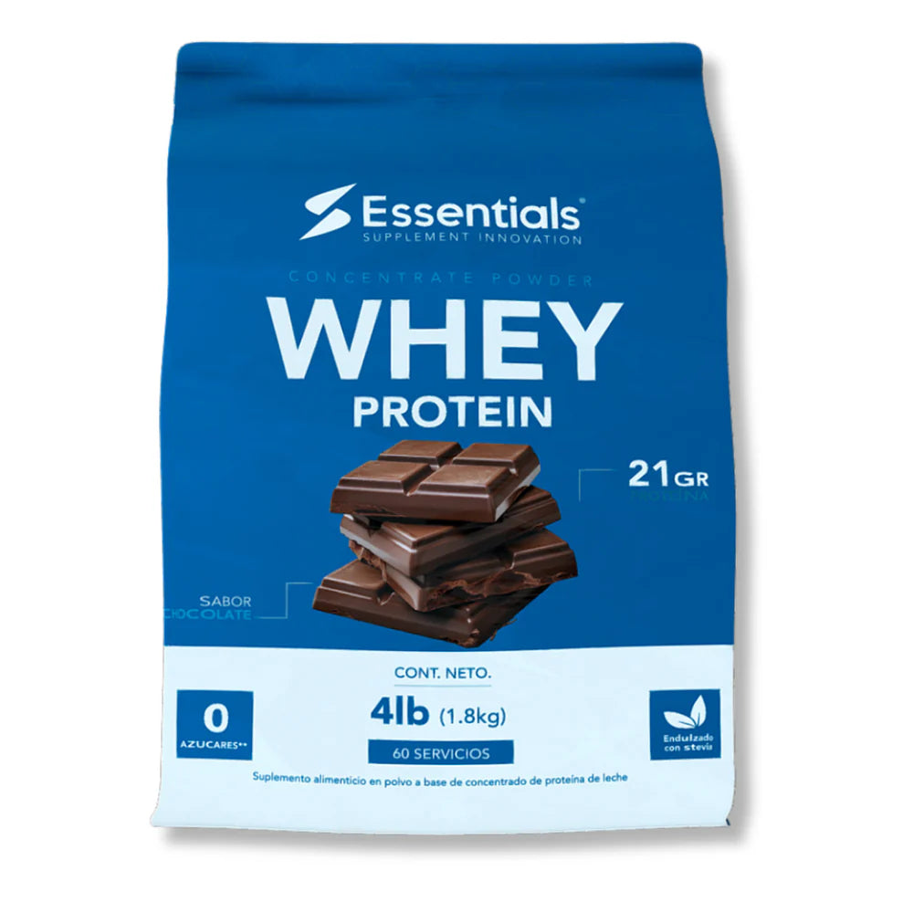 Essentials Whey Protein 4 Lbs 60 Servicios Chocolate Portada