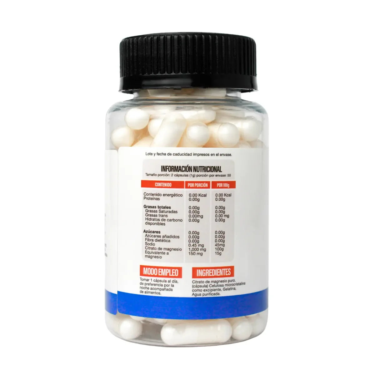 Superlabs Nutrition Citrato de Magnesio 500mg 100 Caps Informacion nutricional