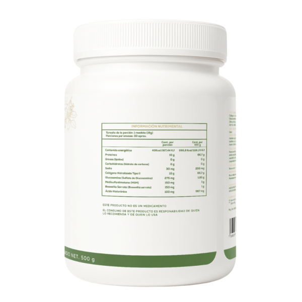 CaroFit Colageno Articulaciones + Glucosamina, MSM y Broswellia 500gr informacion nutricional