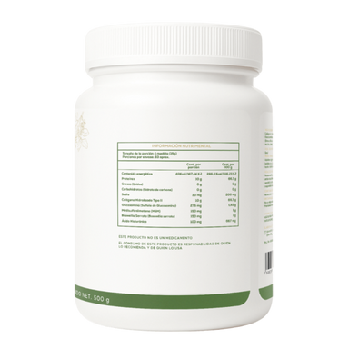 CaroFit Colageno Articulaciones + Glucosamina, MSM y Broswellia 500gr informacion nutricional