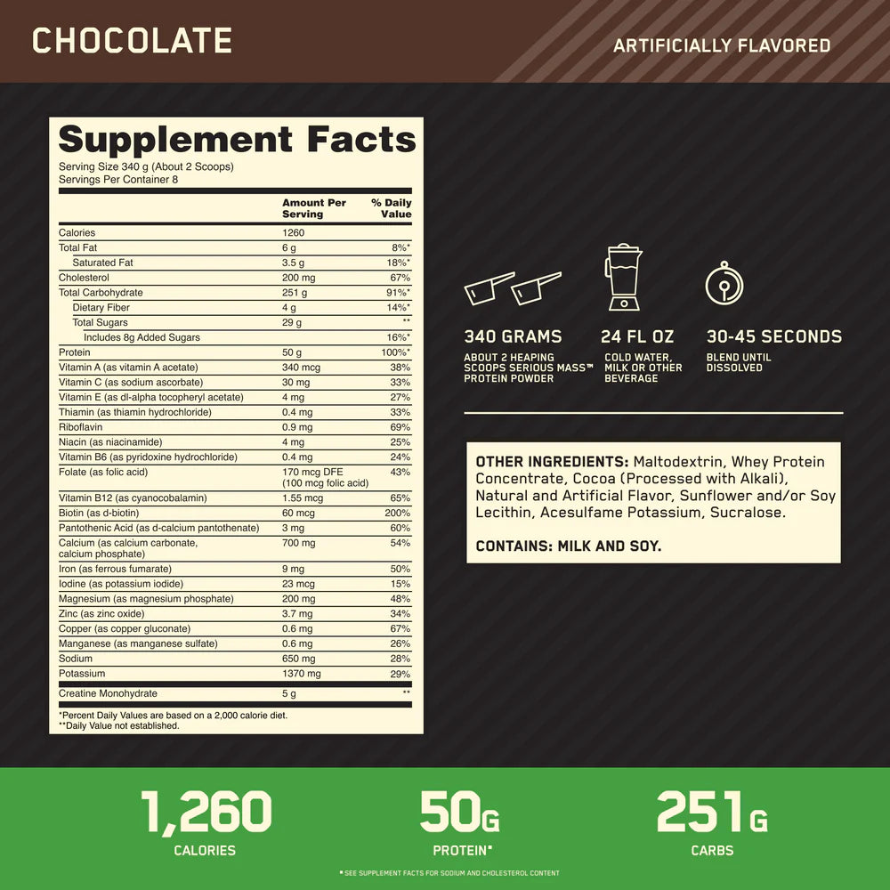Optimum Nutrition Serious Mass 6 Lbs 8 Servicios informacion nutricional