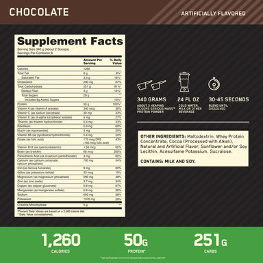 Optimum Nutrition Serious Mass 6 Lbs 8 Servicios informacion nutricional