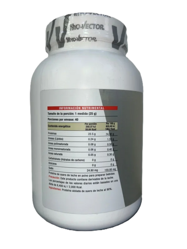 Myo Vector Proteina Plain Whey 1000gr 40 Servicios Sabor Natural Informacion nutricional
