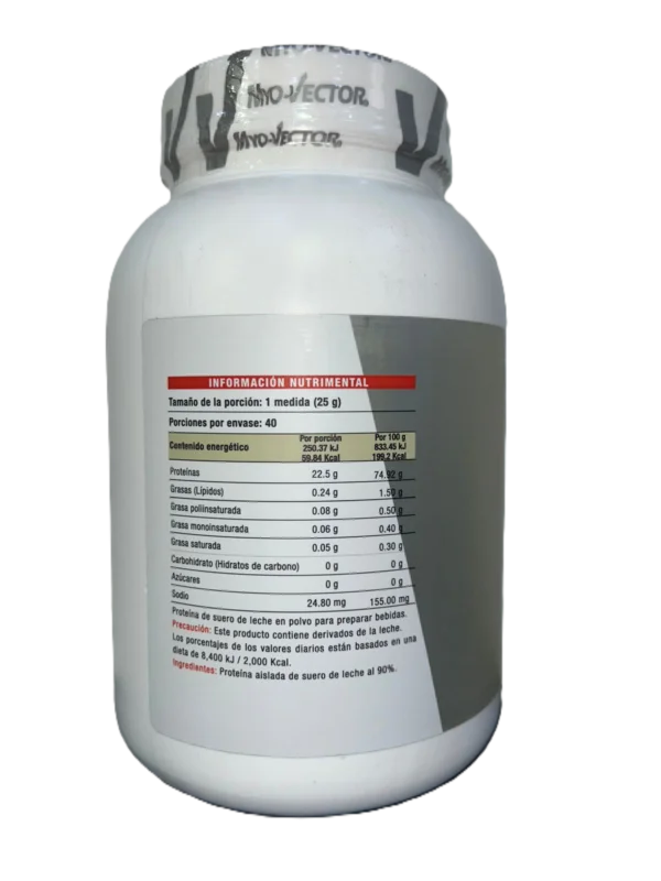 Myo Vector Proteina Plain Whey 1000gr 40 Servicios Sabor Natural Informacion nutricional