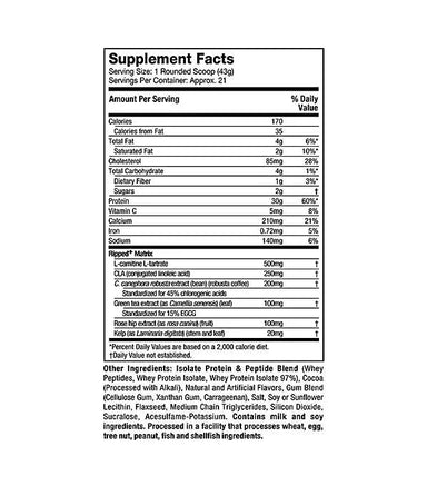 Muscletech Nitrotech Ripped 2lbs 21 Servicios Proteina informacion nutricional