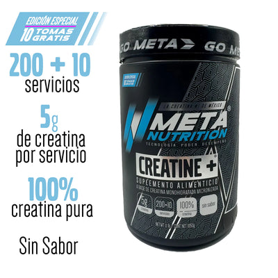 Meta Nutrition Creatina 1050g 200 Servicios portada 2