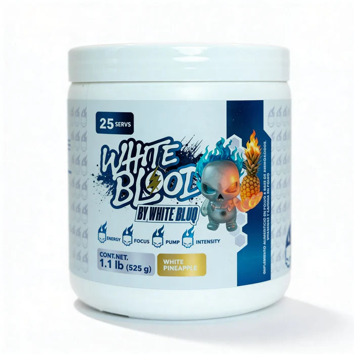 Essentials White Blood By White Bluq Pre Entreno 1.1 Lbs 25 Servicios White Pineapple
