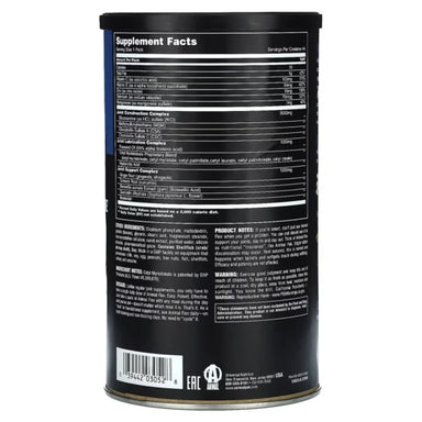 Universal Animal Flex 44 packs Glucosamina Informacion Nutricional