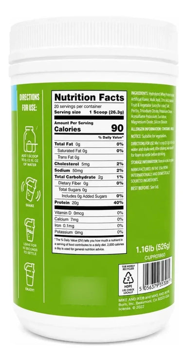 Myprotein clear whey isolate mike and ike 1.15lb 20serv Informacion nutricional