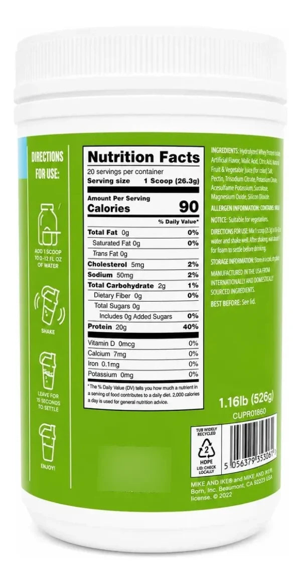 Myprotein clear whey isolate mike and ike 1.15lb 20serv Informacion nutricional