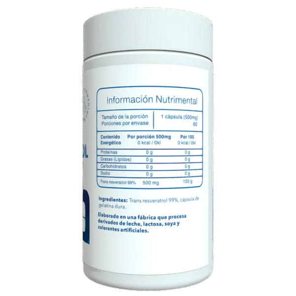 Essentials Trans-Resveratrol 60 Capsulas Informacion nutricional