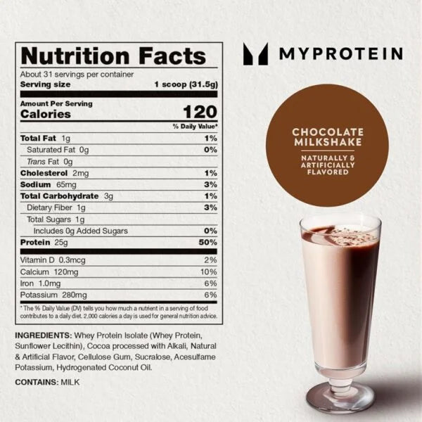 Myprotein Impac Whey Protein 2.2lb Informacion nutricional