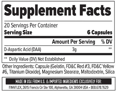 Finaflex Pure Test 120 capsulas informacion nutricional