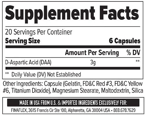 Finaflex Pure Test 120 capsulas informacion nutricional