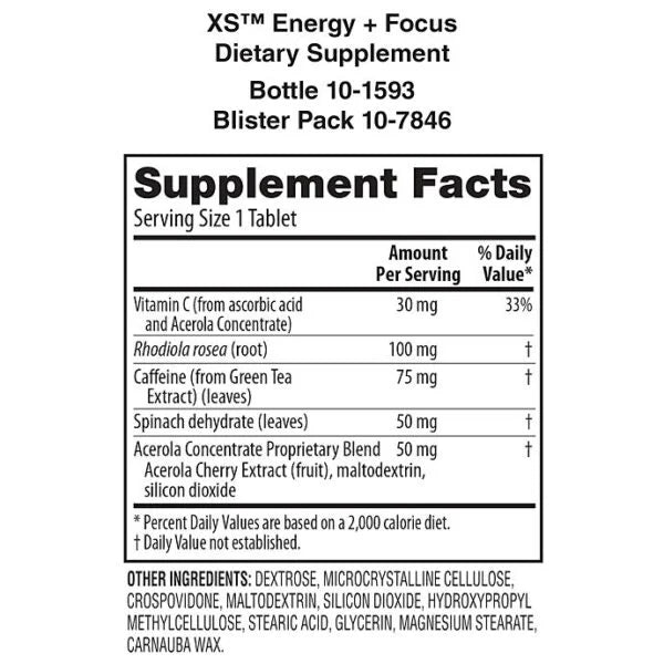 Nutrilite Rhodiola 60 tabletas Informacion Nutricional