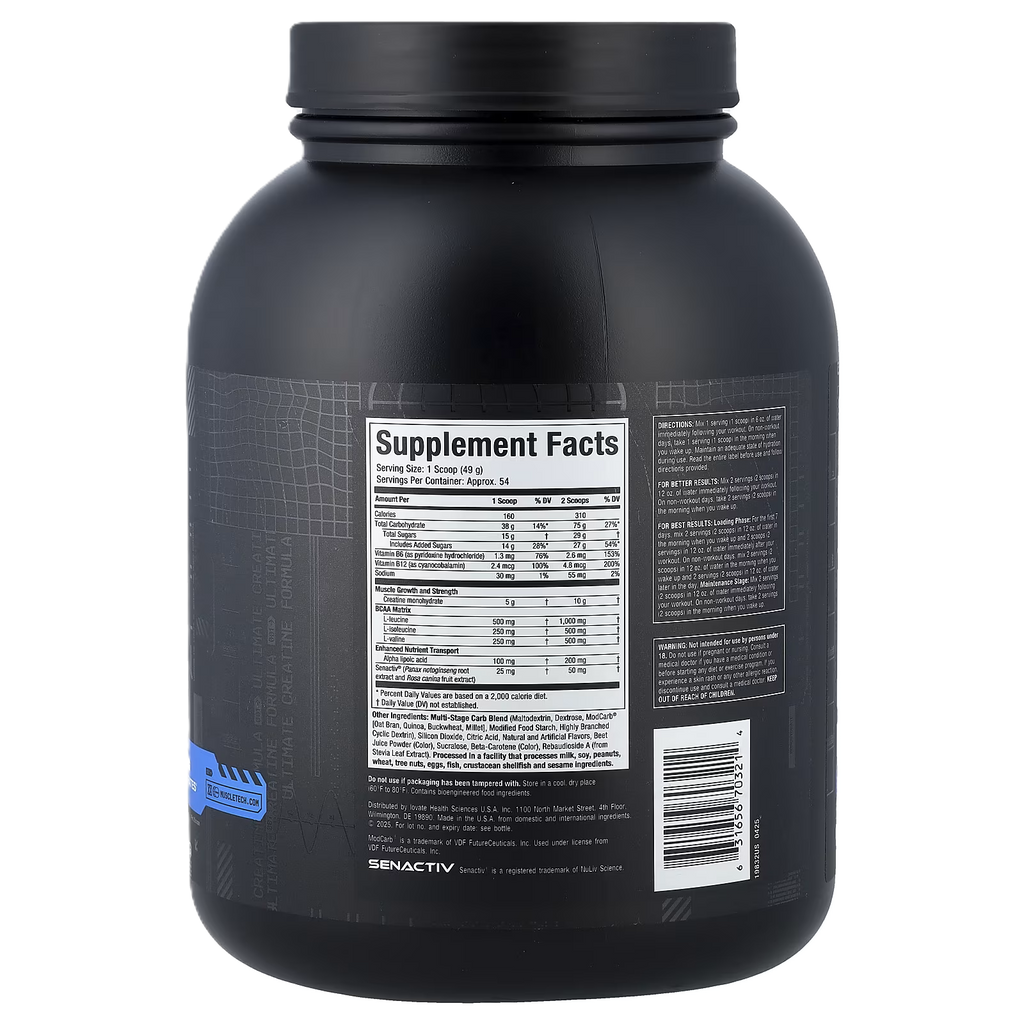 MuscleTech Cell Tech 6 libras 56 servicios Informacion Nutricional