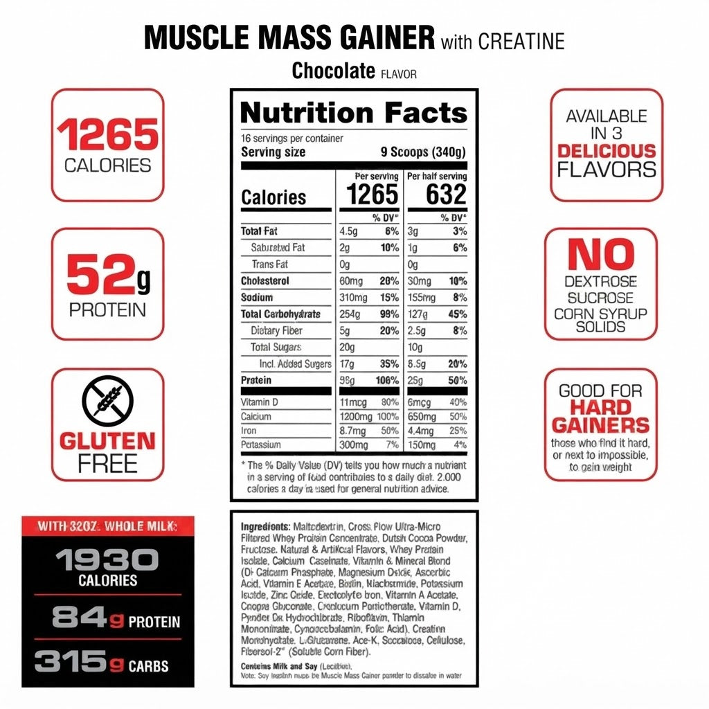Labrada Proteina Muscle Mass Gainer 12 Lbs informacion nutricional
