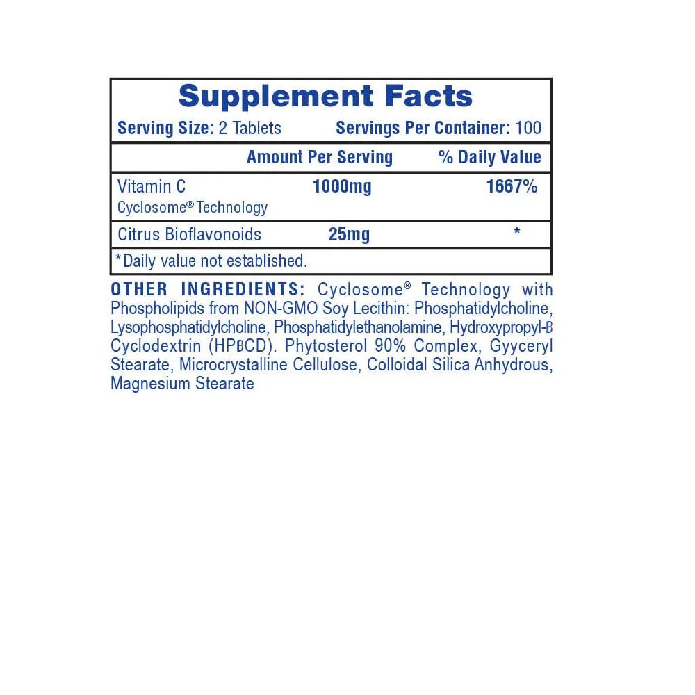 Hi Tech Vitamina C 200 Tabletas informacion nutricional