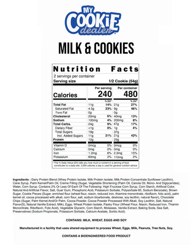 Raw Nutrition My Cookie Dealer 12 Galletas Milk And Cookies informacion nutricional